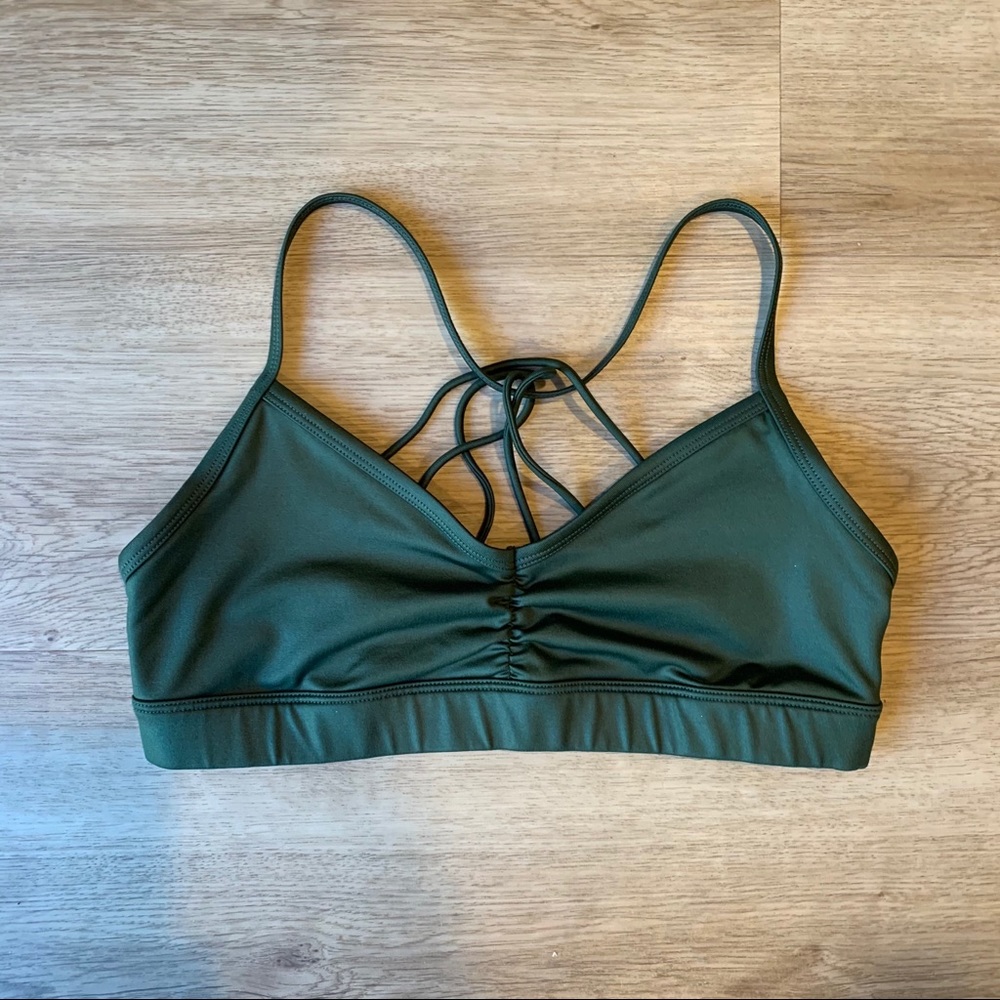 ALO Yoga Olive Green Strappy Sports Bra